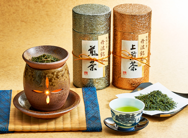 高級丹波煎茶と丹波焼の茶香炉セット